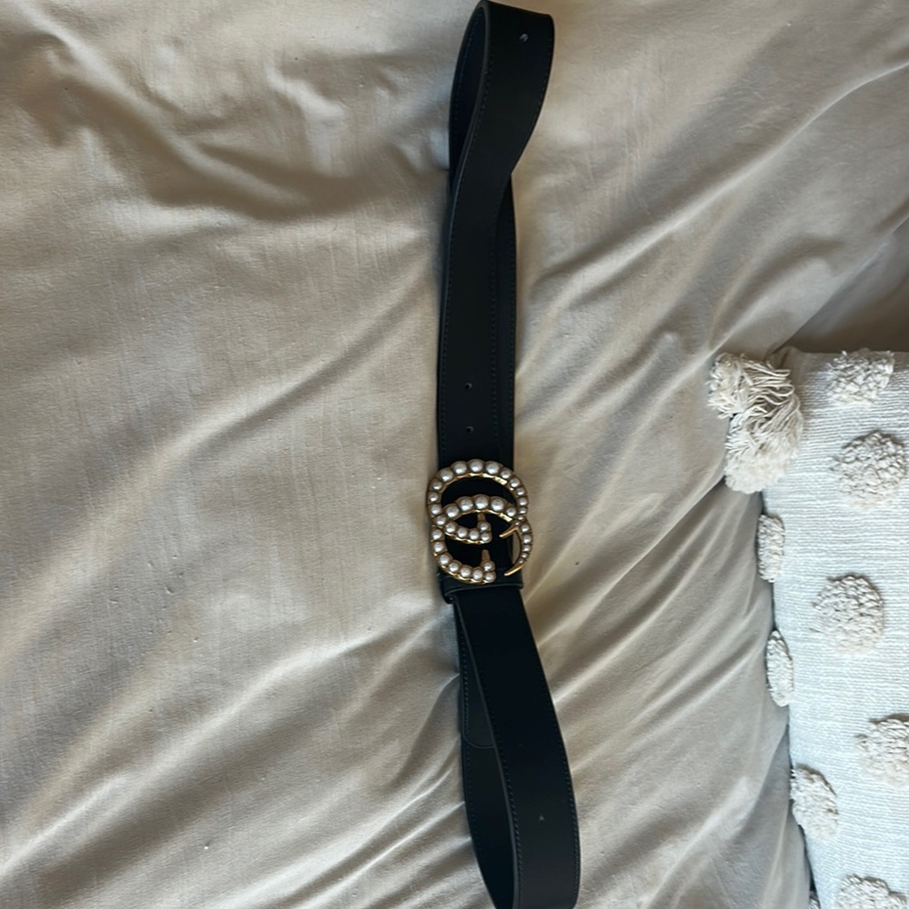 Gucci GG pearl embellished belt